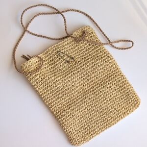 J Jill Tan Woven Rafia Bohemian Boho Shoulder Bag Purse